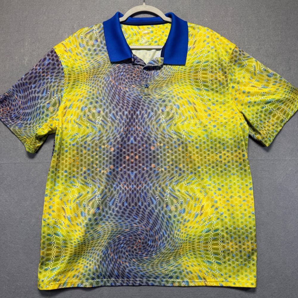 Reel Legends Freeline Mens XL Graphic Print Polo‎ Shirt Blue Collar Fishing
